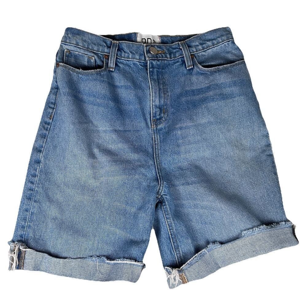 BDG cotton denim distressed light wash raw hem long cut-off shorts Womens Sz 29